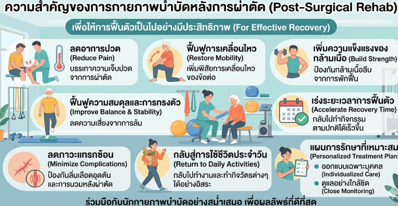 ความสำคัญของการกายภาพบำบัดหลังการผ่าตัด (Post-Surgical Rehab)
